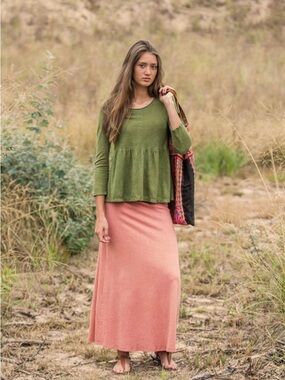 Bohemian Folk Babydoll top, Olive, naturally dyed- organic cotton and hemp